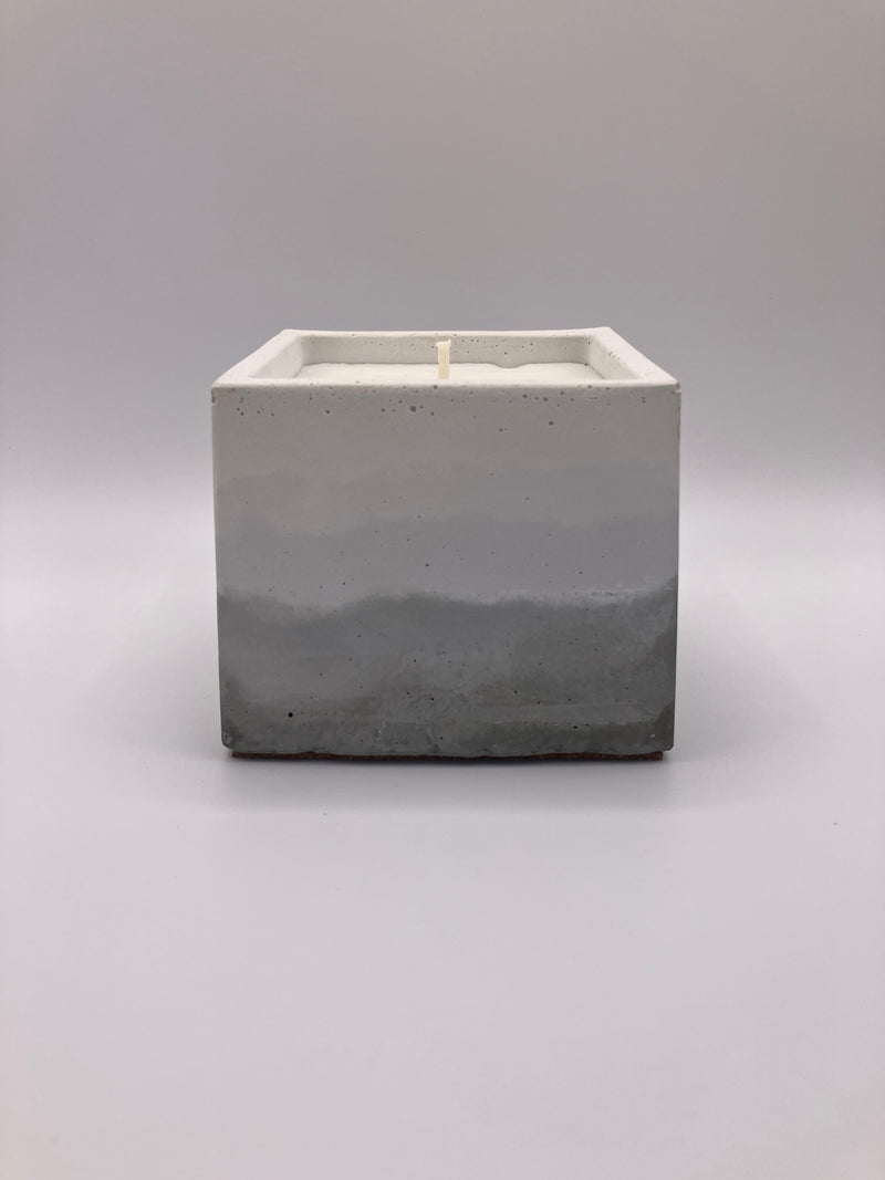 Rustic Natural Soy Candle - Square - White to Gray Gradient & Concrete