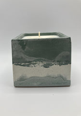 Rustic Natural Soy Candle - Square - Fog Blue & White & Concrete