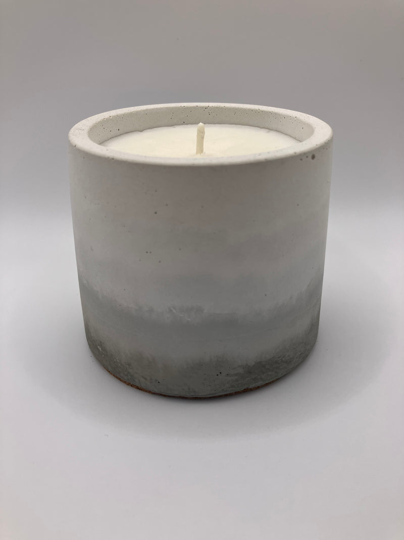 Rustic Natural Soy Candle - Round - White to Gray Gradient & Concrete