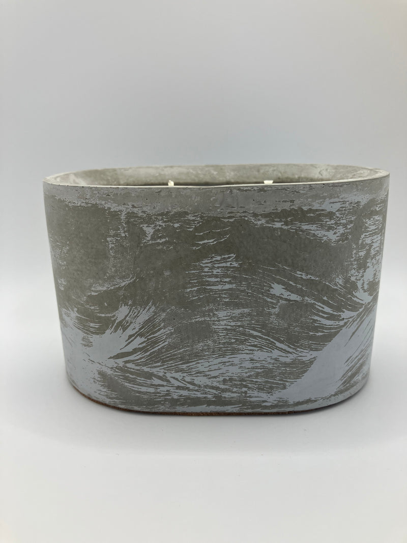 Rustic Natural Soy Candle - Oval - 2 Wicks - Grey & White Washed & Concrete