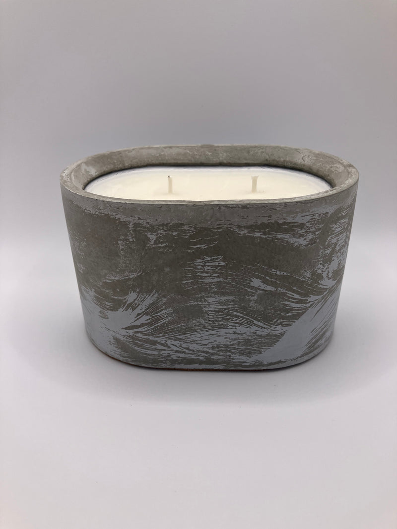 Rustic Natural Soy Candle - Oval - 2 Wicks - Grey & White Washed & Concrete