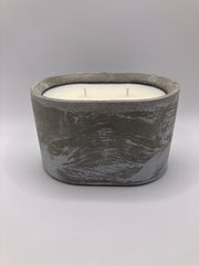 Rustic Natural Soy Candle - Oval - 2 Wicks - Grey & White Washed & Concrete