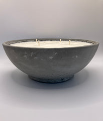 Rustic X Large Natural Soy Wax Candle Bowl - Gray Concrete - 4 Wicks - 34 ounces