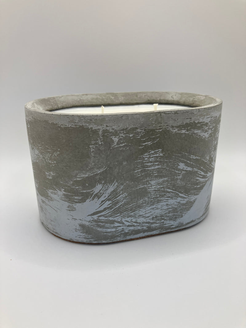 Rustic Natural Soy Candle - Oval - 2 Wicks - Grey & White Washed & Concrete