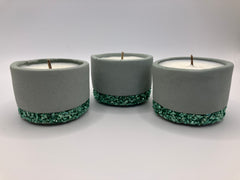 Set of 3 Large Tea Lights - Natural Soy Candles - Blue Green Pot with Mint Green Glass