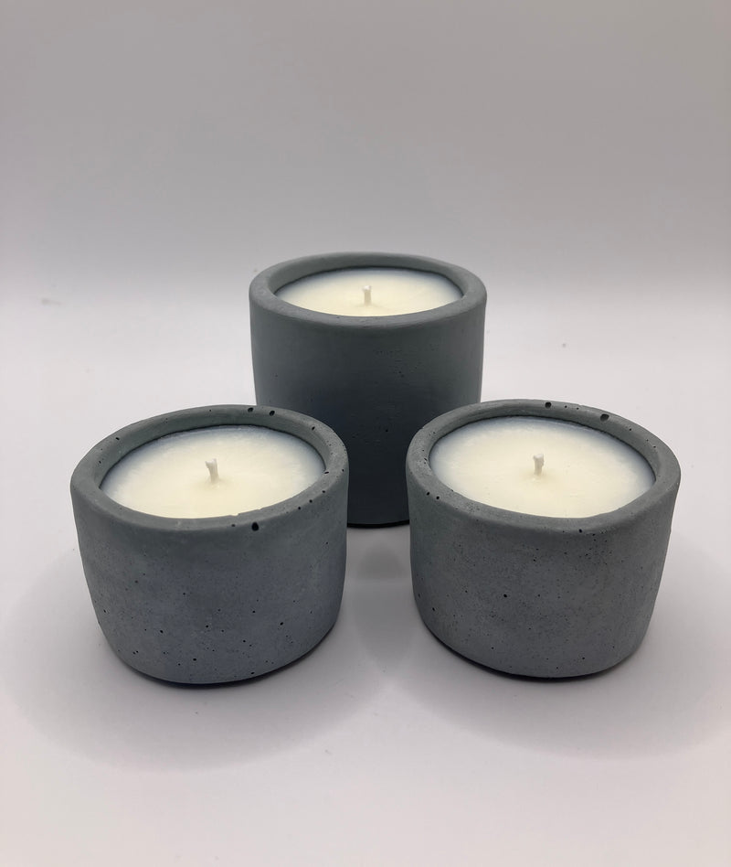 . Palo Santo Scented Handmade Natural Soy Candles - 1 Small Tumbler & 2 Large Tea Lights - Fog Blue