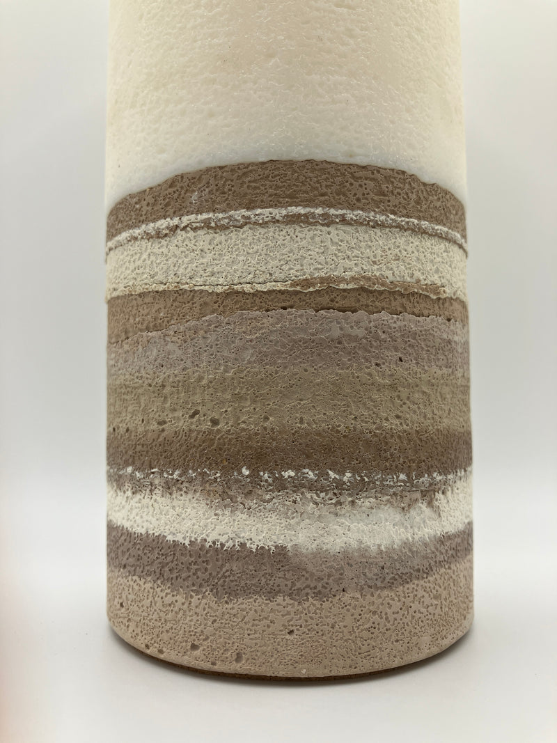 Large 7.5" Sweet Teakwood Scented Pillar Candle - Brown, White & Tan - Natural Soy Candle