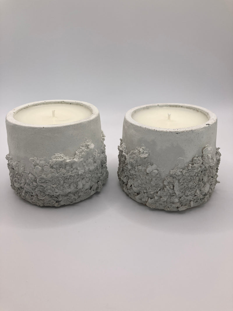 2 Rustic Scented Hand Made Natural Soy Candle - Rustic White to Gray Gradient - Fresh Cotton Scent