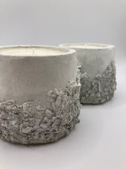 2 Rustic Scented Hand Made Natural Soy Candle - Rustic White to Gray Gradient - Fresh Cotton Scent