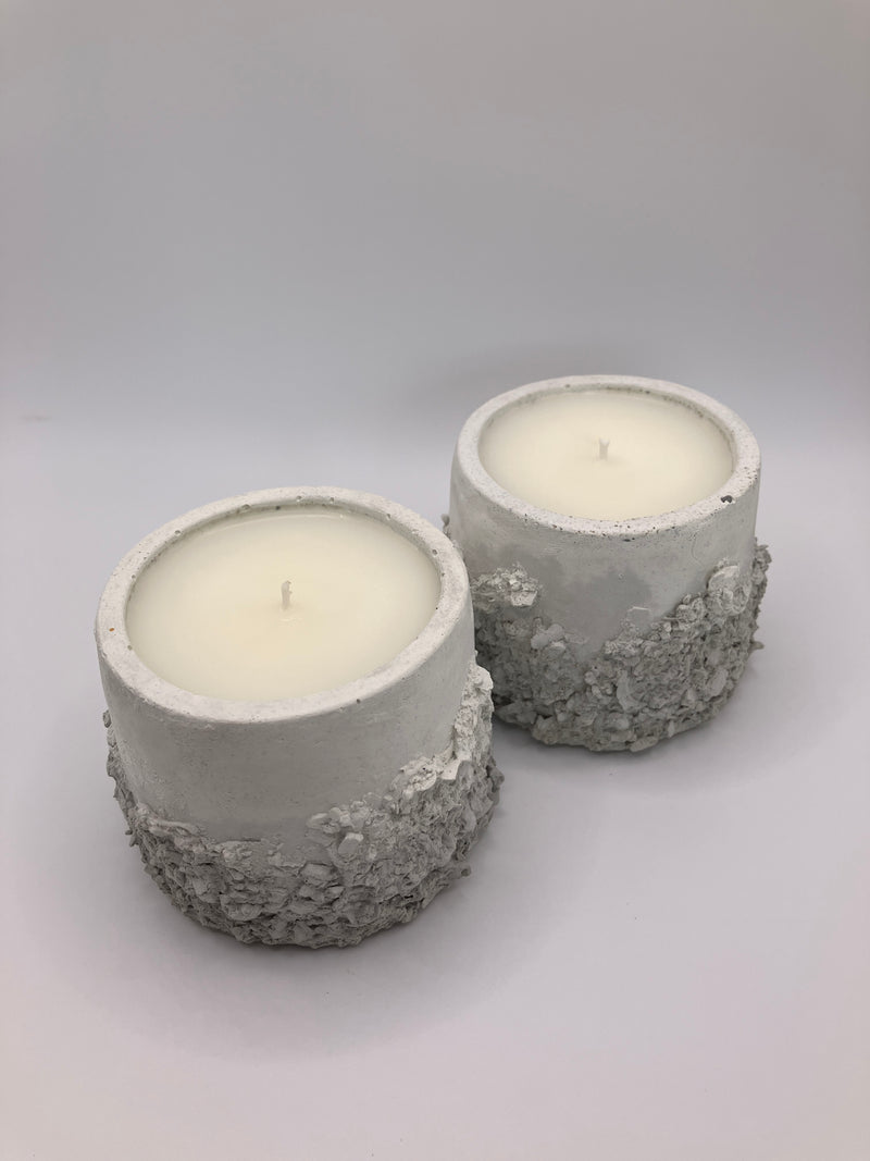 2 Rustic Scented Hand Made Natural Soy Candle - Rustic White to Gray Gradient - Fresh Cotton Scent