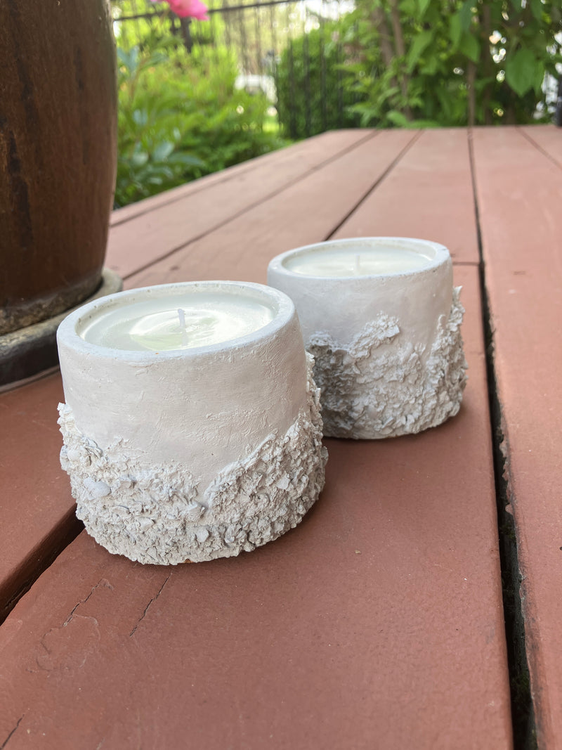 2 Rustic Scented Hand Made Natural Soy Candle - Rustic White to Gray Gradient - Fresh Cotton Scent