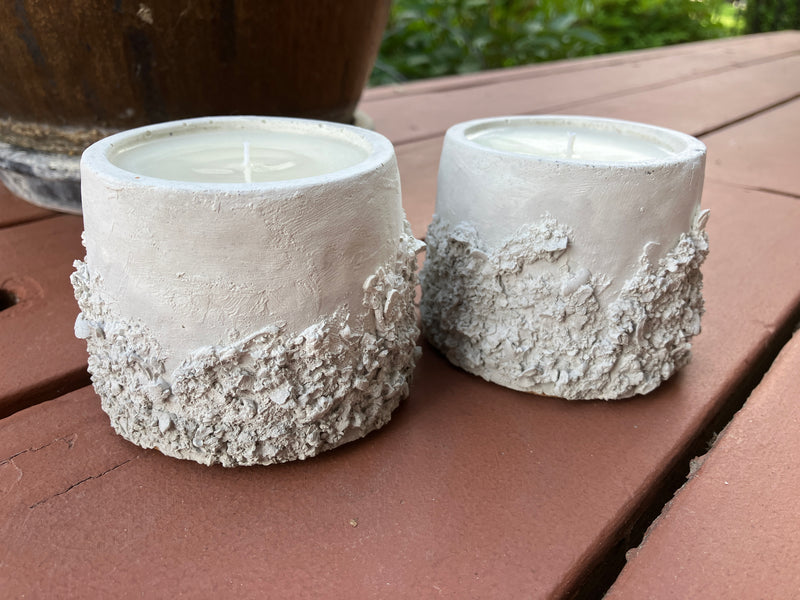 2 Rustic Scented Hand Made Natural Soy Candle - Rustic White to Gray Gradient - Fresh Cotton Scent