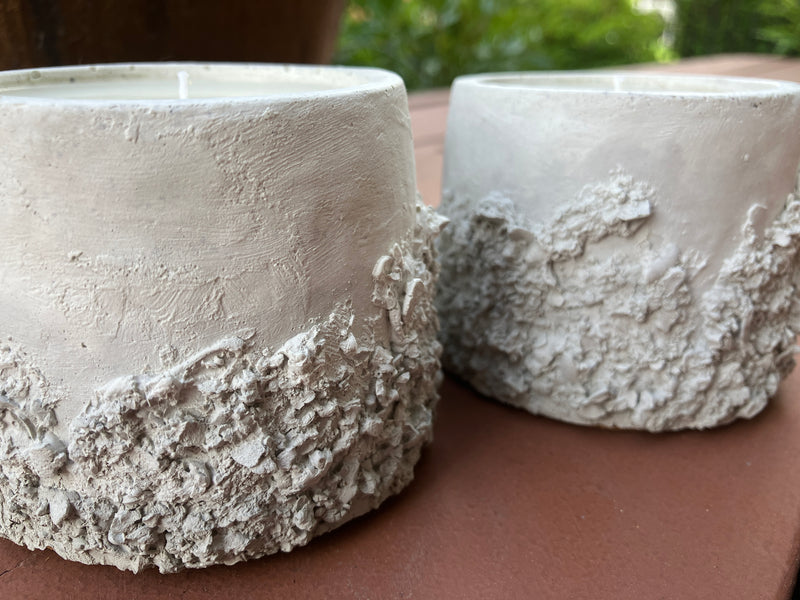 2 Rustic Scented Hand Made Natural Soy Candle - Rustic White to Gray Gradient - Fresh Cotton Scent