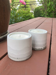 2 Scented Hand Made Natural Soy Candle - White to Gray Gradient - Fresh Cotton Scent