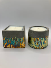 Retro Scented Natural Soy Candle - Circle & Square Set - Metallic Copper, Blue, Green, Purple - Fresh Cotton Scent