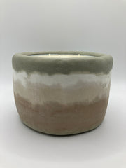 . Redwood & Moss Scented 3 Wick Concrete Dough Bowl in Khaki, White, Cream & Brown