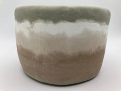 . Redwood & Moss Scented 3 Wick Concrete Dough Bowl in Khaki, White, Cream & Brown