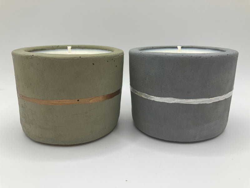 2 Rustic Tumbler Pots - 5 Ounce Natural Soy Candle - Nag Champa Scented - Fog Blue & Pearl White - Khaki Green & Bronze