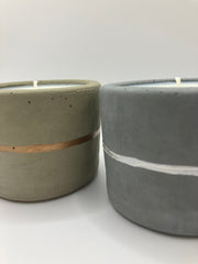 2 Rustic Tumbler Pots - 5 Ounce Natural Soy Candle - Nag Champa Scented - Fog Blue & Pearl White - Khaki Green & Bronze