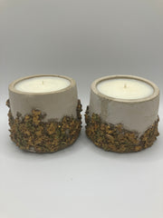 2 Rustic Scented Hand Painted Natural Soy Candle - Rustic Cream - Nag Champa Scent - Organic