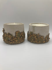 2 Rustic Scented Hand Painted Natural Soy Candle - Rustic Cream - Nag Champa Scent - Organic