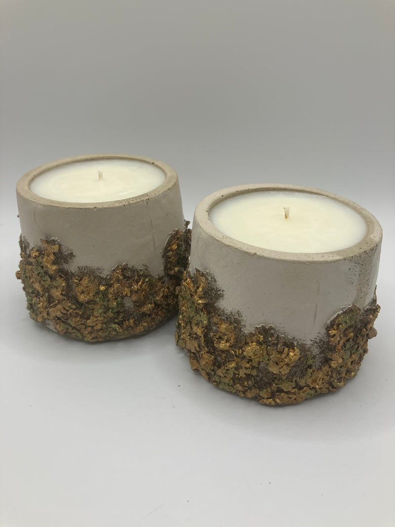 2 Rustic Scented Hand Painted Natural Soy Candle - Rustic Cream - Nag Champa Scent - Organic