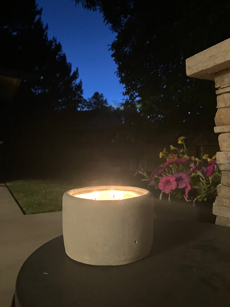 . Citronella Insect Mosquito Repellent Natural Soy Candle - Handmade - Concrete Dough Bowl - 3 Wicks - 30+ Hour Burn - Variety of Colours