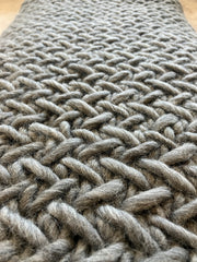 100% Peruvian Wool Hand Knitted Heirloom Blanket - Wool And The Gang Crazy Sexy Wool in Tweed Grey - 2000grams - W:50/52