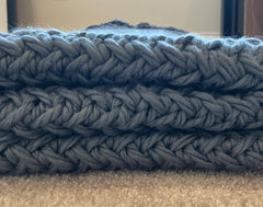 100% Merino Wool Hand Knitted Heirloom Blanket - Rowan BIG BIG Wool in Shadow Blue - 2200grams - W:46/48