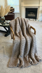 100% Peruvian Wool Hand Knitted Heirloom Blanket - Wool And The Gang Crazy Sexy Wool in Sandtrooper Beige - 2000grams - W:50/52