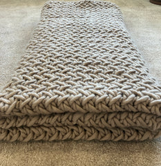 100% Peruvian Wool Hand Knitted Heirloom Blanket - Wool And The Gang Crazy Sexy Wool in Sandtrooper Beige - 2000grams - W:50/52