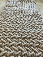 100% Peruvian Wool Hand Knitted Heirloom Blanket - Wool And The Gang Crazy Sexy Wool in Sandtrooper Beige - 2000grams - W:50/52