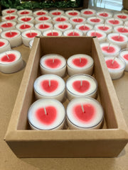 6 Tea Light Valentine Heart Soy Candles - Rose Scented - Natural Soy Wax - Pure Cotton Wick - Valentine Gift
