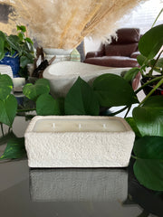 Moon Rock Beige Rustic Natural Clean Soy Wax Candle Scented Redwood & Moss - 15 fluid oz - Hand Made - 3 Pure Cotton Wicks