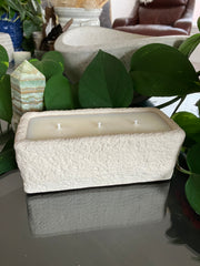 Moon Rock Beige Rustic Natural Clean Soy Wax Candle Scented Redwood & Moss - 15 fluid oz - Hand Made - 3 Pure Cotton Wicks