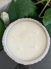 . Tree Bark - Tree Stump - Hand Painted Large Rustic Natural Clean Soy Wax Candle - Scented Redwood & Moss - 55 fluid oz - Hand Made - 5 Pure Cotton Wicks
