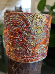 . 6 Ounce Fossil Pot in Multicolor Metallic Foil - Fresh Linen Scented - Handmade 100% Natural Soy Candle