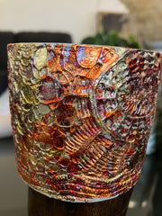 . 6 Ounce Fossil Pot in Multicolor Metallic Foil - Fresh Linen Scented - Handmade 100% Natural Soy Candle