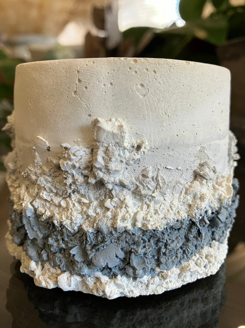 Rustic White, Blue & Grey Natural Soy Candle - Earthy Palo Santo & Sandalwood Scented 5 oz Candle - Clean Scent Certified