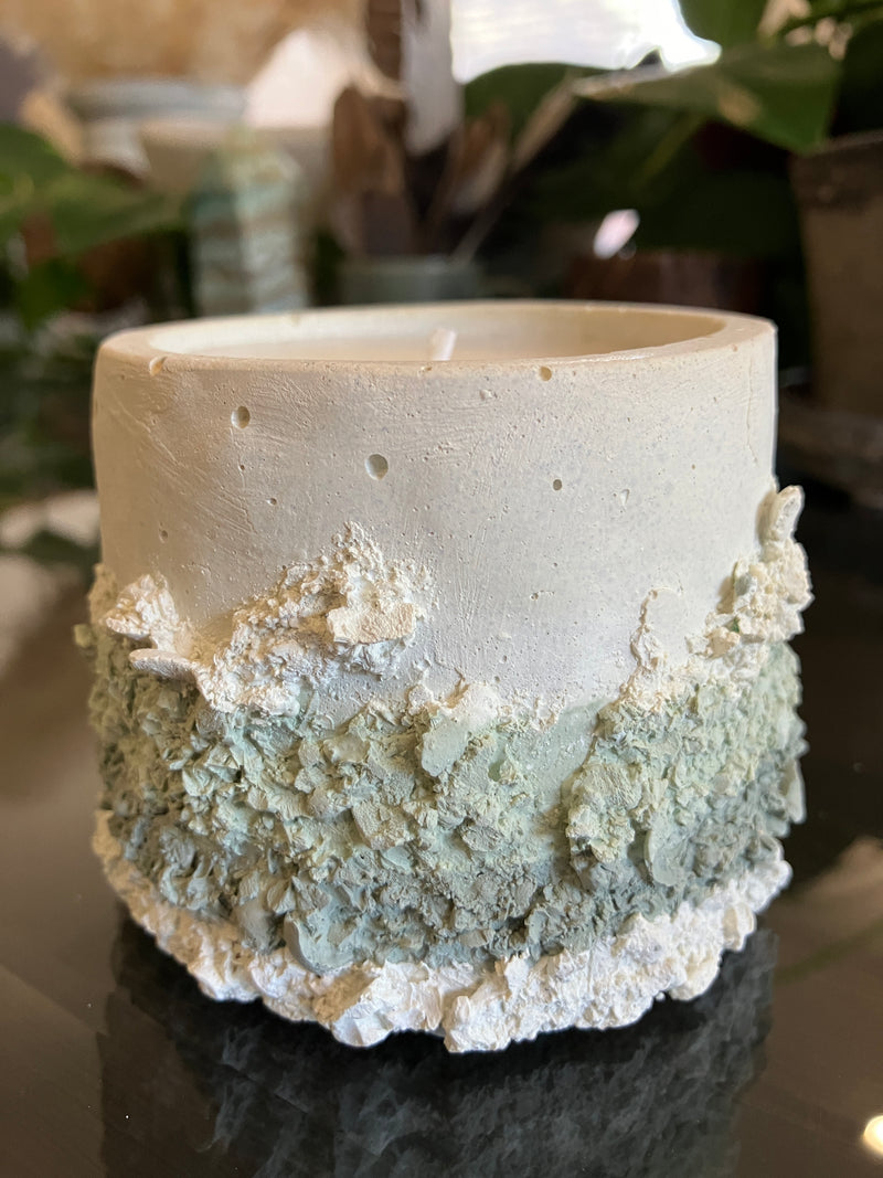 Rustic White, Sage & Khaki Natural Soy Candle - Fresh Cactus Flower & Jade Scented 5 oz Candle - Clean Scent Certified