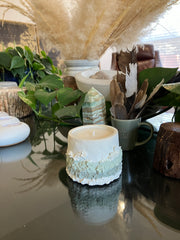 Rustic White, Sage & Khaki Natural Soy Candle - Fresh Cactus Flower & Jade Scented 5 oz Candle - Clean Scent Certified