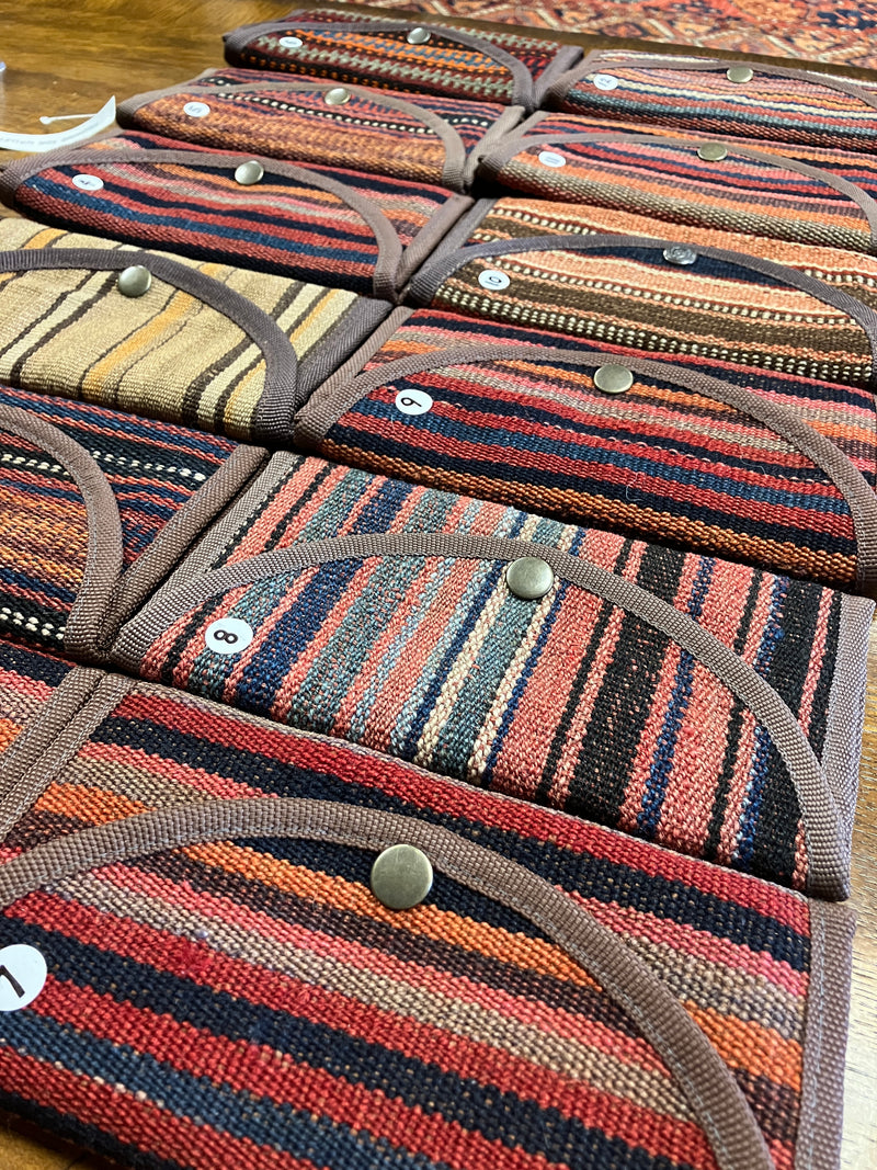Handmade Wallets - Wool Fabric Persian Kilim Wallets - 5 Compartments - Unique - Great Gifts