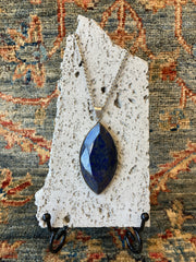 . Blue Stone Crystal & Stainless Steel Handmade Necklace - Vintage Boho Jewelry - Persian Necklace