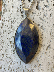 Blue Stone Crystal & Stainless Steel Handmade Necklace - Vintage Boho Jewelry - Persian Necklace
