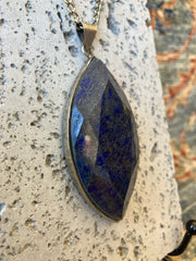 Blue Stone Crystal & Stainless Steel Handmade Necklace - Vintage Boho Jewelry - Persian Necklace