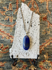 Blue Stone Crystal & Stainless Steel Handmade Necklace - Vintage Boho Jewelry - Persian Necklace