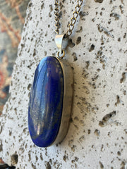 Blue Stone Crystal & Stainless Steel Handmade Necklace - Vintage Boho Jewelry - Persian Necklace