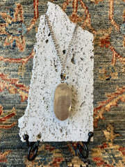 Blue Stone Crystal & Stainless Steel Handmade Necklace - Vintage Boho Jewelry - Persian Necklace