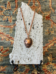 Lion, Wolf or Eagle Metal Copper Effect Necklace - Animal Charms - Handmade - 10 inch Drop - Steel Plated Chain