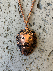 Lion, Wolf or Eagle Metal Copper Effect Necklace - Animal Charms - Handmade - 10 inch Drop - Steel Plated Chain